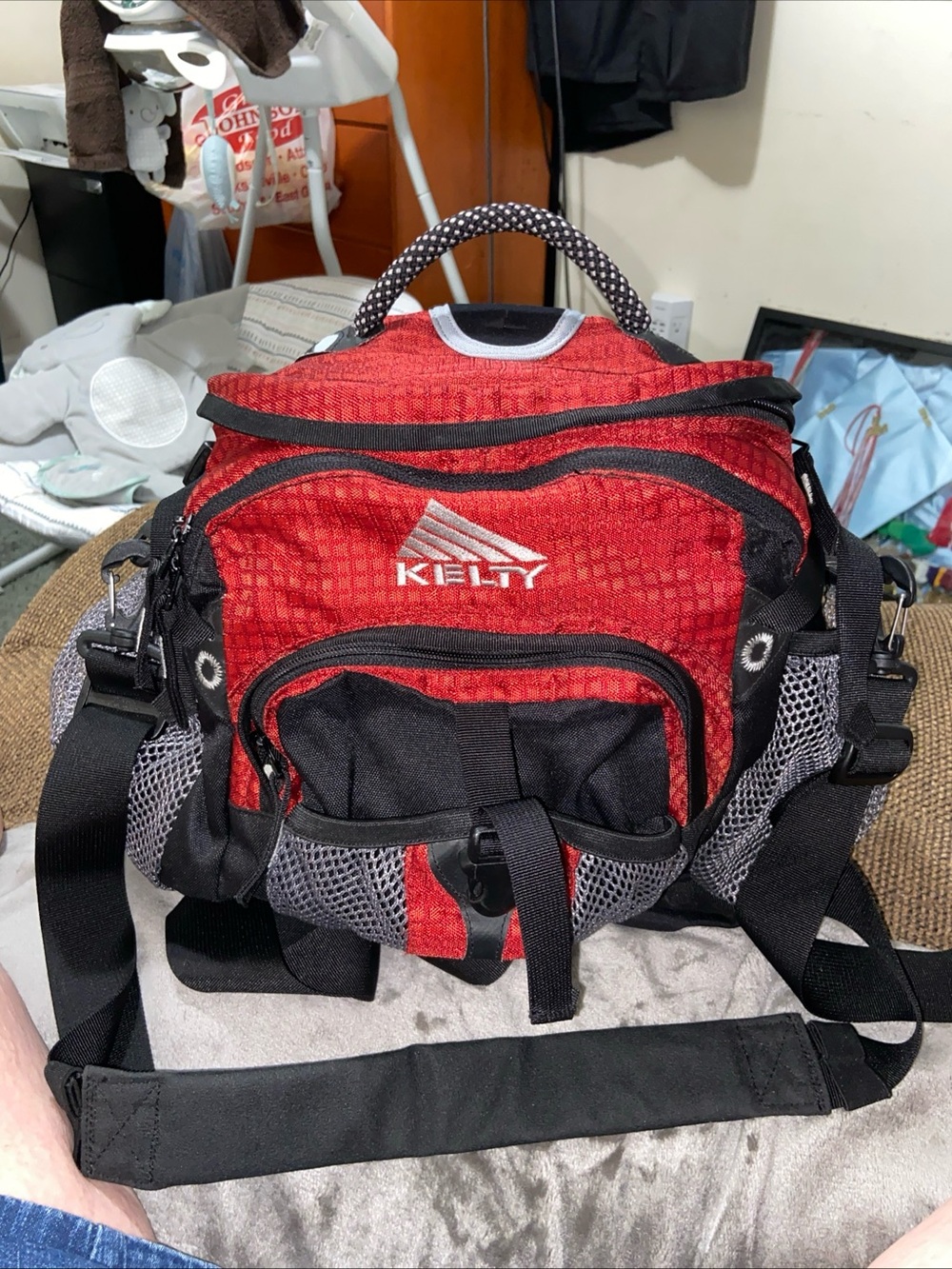 KELTY Red and Black Men's Belt Bag with Shoulder Strap